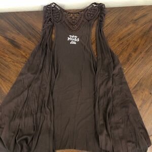 Brown Mudd crochet vest hippie boho